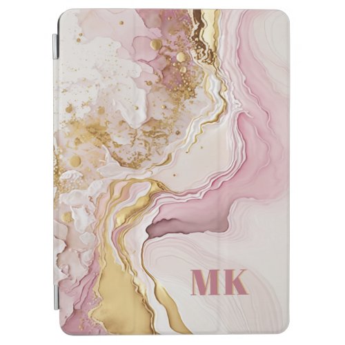 Elegant Modern Pink Gold Abstract Monogram iPad Air Cover