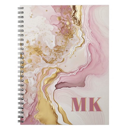 Elegant Modern Pink Gold Abstract Monogram Notebook