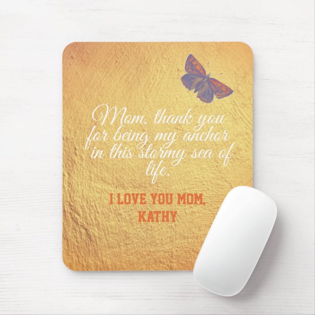 Elegant Modern Pink Gold Script Quote Mothers Day Mouse Pad (With Mouse)