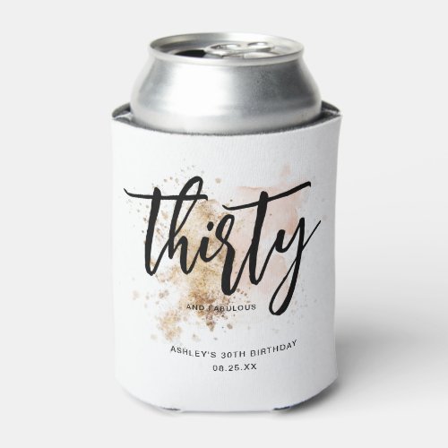 Elegant Modern Pink  Gold Thirty 30th Birthday Can Cooler