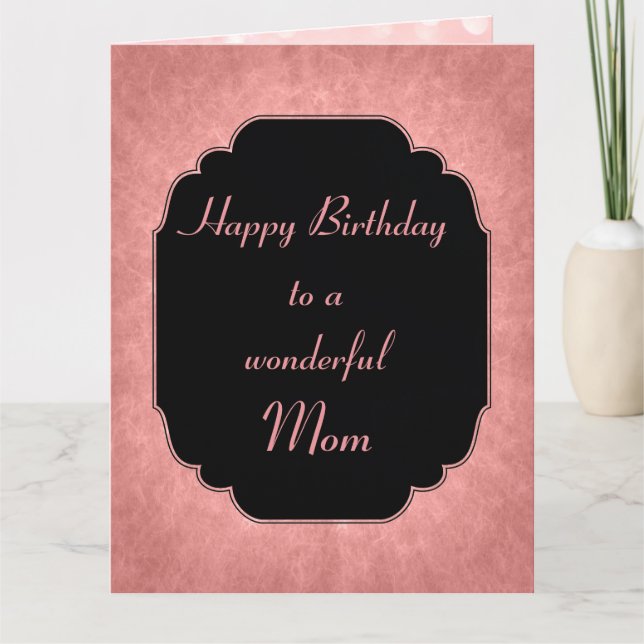Elegant modern pink Happy Birthday Mom Card (Front)