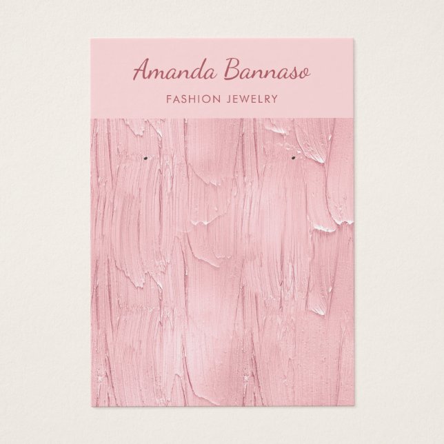 Elegant Modern pink jewelry earring display card (Front)