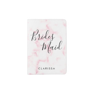 Elegant & modern pink marble bridesmaid passport holder