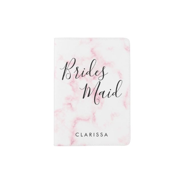 Elegant & modern pink marble bridesmaid passport holder (Front)
