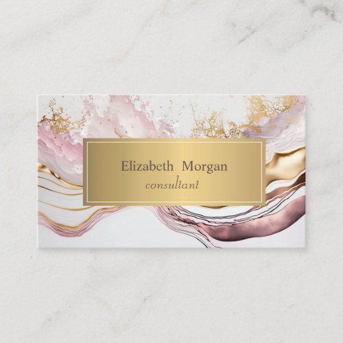 Elegant Modern Pink Marble Gold Business Card