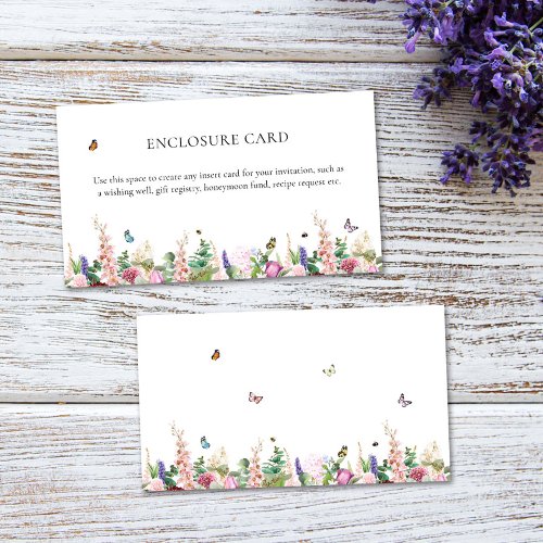 Elegant Modern Pink Purple Flowers  Butterflies  Enclosure Card