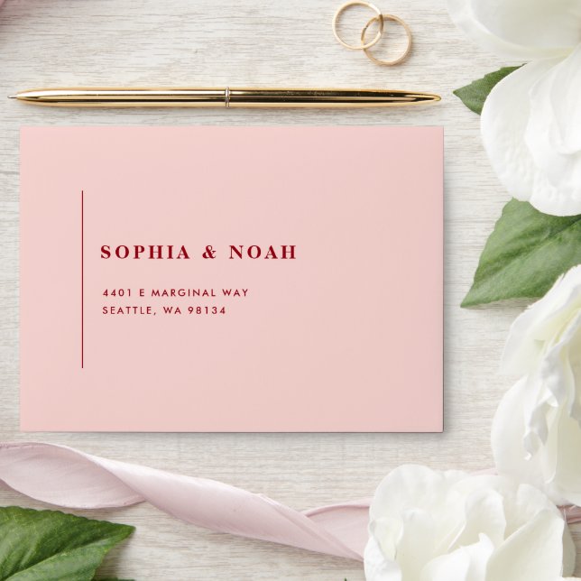Elegant Modern Pink & Red Minimal Wedding Envelope (Wedding)