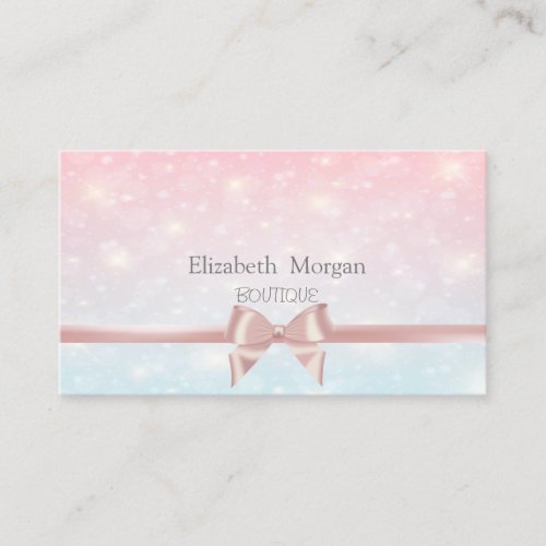 Elegant Modern Pink Ribbon BowGlitter Bokeh Business Card