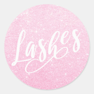 Elegant modern pink rose gold glitter lashes classic round sticker