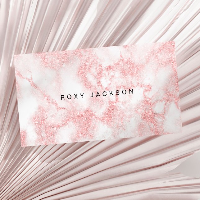Elegant modern pink rose gold glitter marble business card (Creator Uploaded)