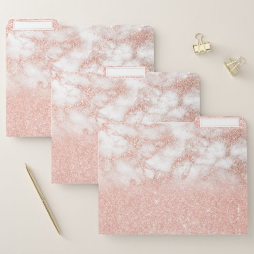 Elegant modern pink rose gold glitter marble file folder