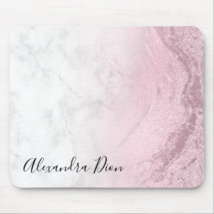 Elegant Modern pink rose gold glitter marble Mouse Pad