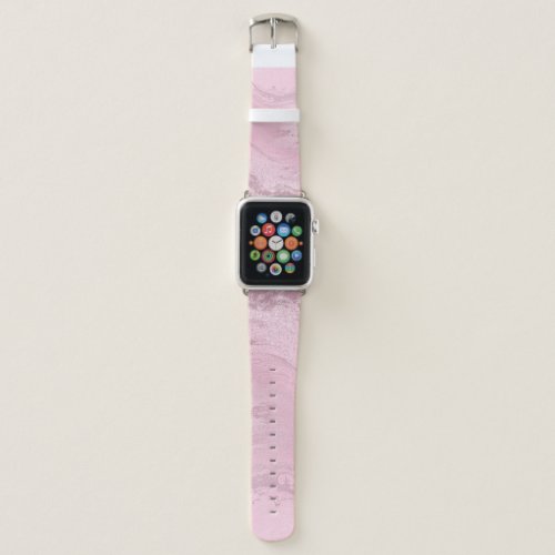 Elegant modern pink rose gold marble glitter apple watch band