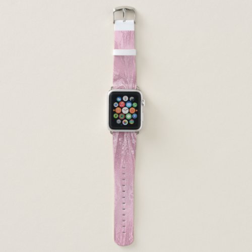 Elegant modern pink rose gold marble glitter apple watch band