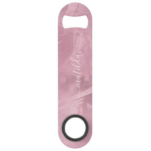 Elegant modern pink rose gold marble look bar key