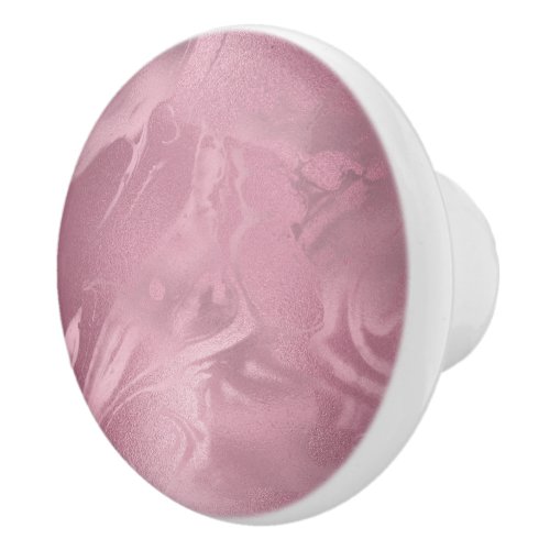 Elegant modern pink rose gold marble look ceramic knob