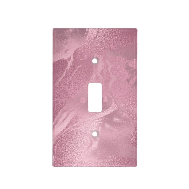 Elegant modern pink rose gold marble look light switch cover (Front)
