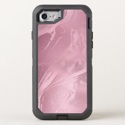 Elegant modern pink rose gold marble look OtterBox defender iPhone SE87 case