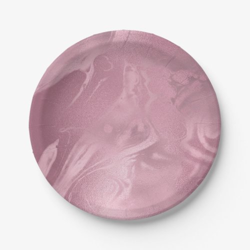 Elegant modern pink rose gold marble look paper plates