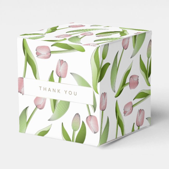 Elegant Modern Pink Tulip Floral Pattern Thank You