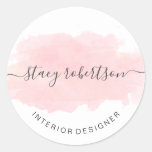 Elegant modern pink watercolor interior designer classic round sticker