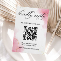 Elegant Modern pink Watercolor Wedding  RSVP card