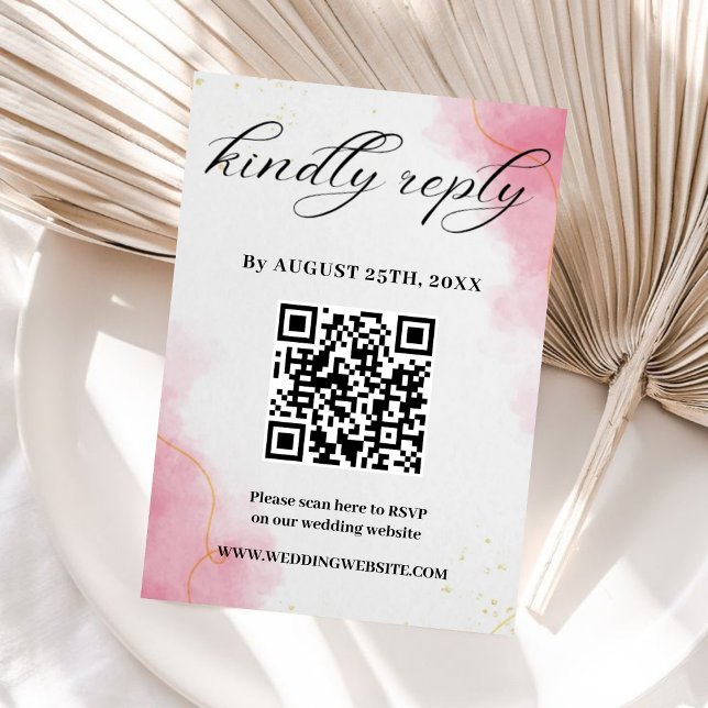 Elegant Modern pink Watercolor Wedding  RSVP card (Creator Uploaded)