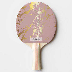 Elegant Modern Pink White Liquid Marble Name Ping Pong Paddle