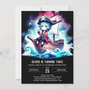 Elegant Modern Pirate Birthday Invitation