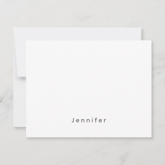 Elegant Modern Plain Professional Own Name Note Card (Front)