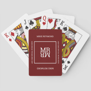 Elegant Modern Playing-Cards with Name dark red Poker Cards