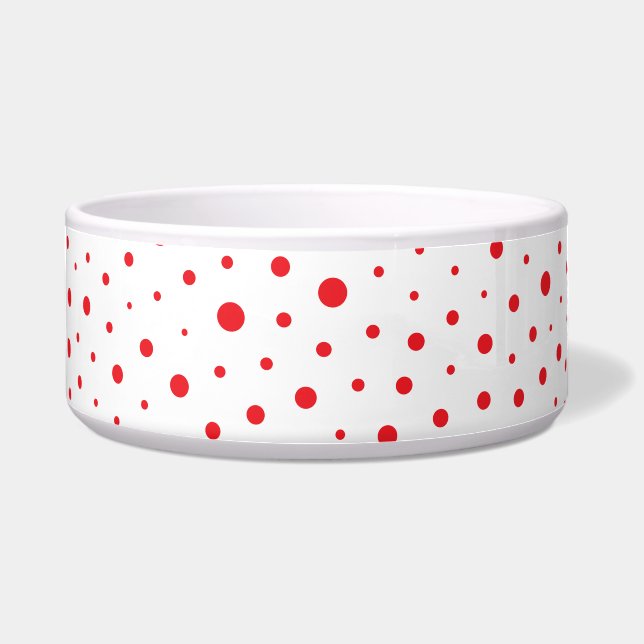 Elegant Modern Polka Dots -Red- Customize BG Bowl (Front)