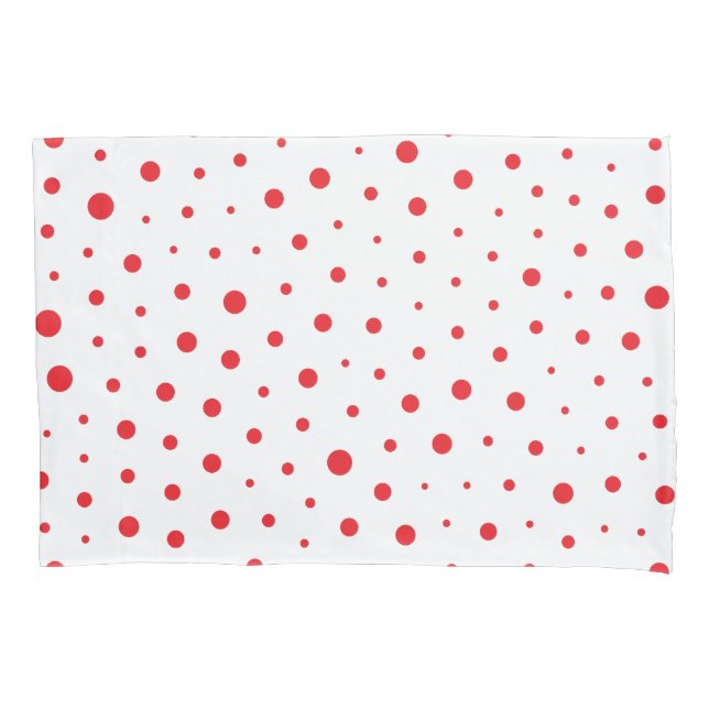 Elegant Modern Polka Dots -Red- Customize BG Pillowcase (Front)