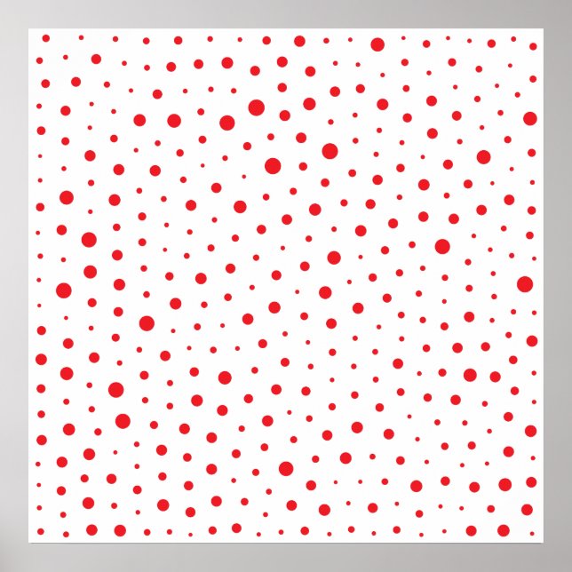 Elegant Modern Polka Dots -Red- Customize BG Poster (Front)