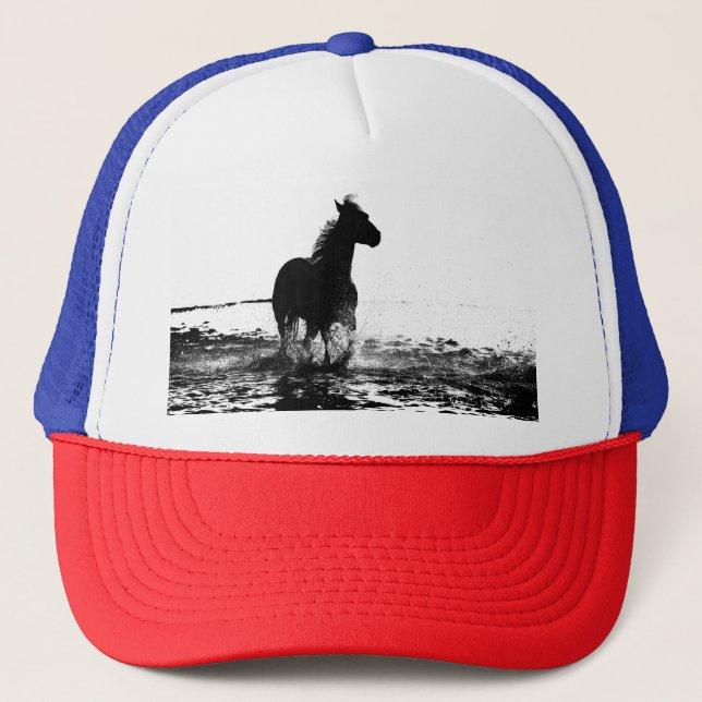 Elegant Modern Pop Art Running Horse Template Trucker Hat (Front)