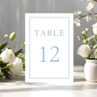 Elegant Modern Powder Blue Wedding Table Number