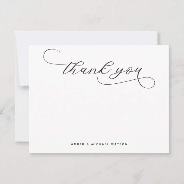 Elegant Modern Premium Thank you Script Note Card (Front)