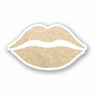 Elegant modern pretty cute girly gold glitter lips sticker
