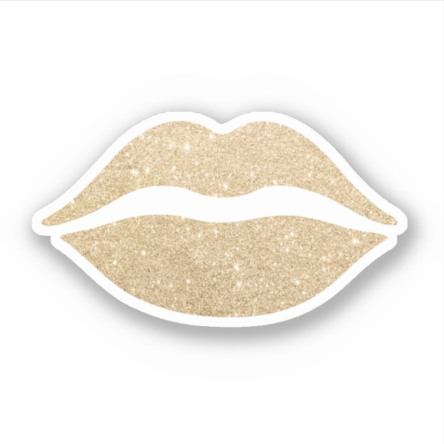 Elegant modern pretty cute girly gold glitter lips sticker (Front)