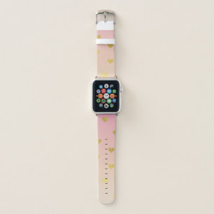Elegant modern pretty girly gold gradient hearts apple watch band