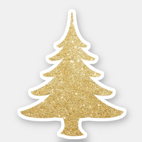 Elegant modern pretty gold glitter Christmas tree Sticker