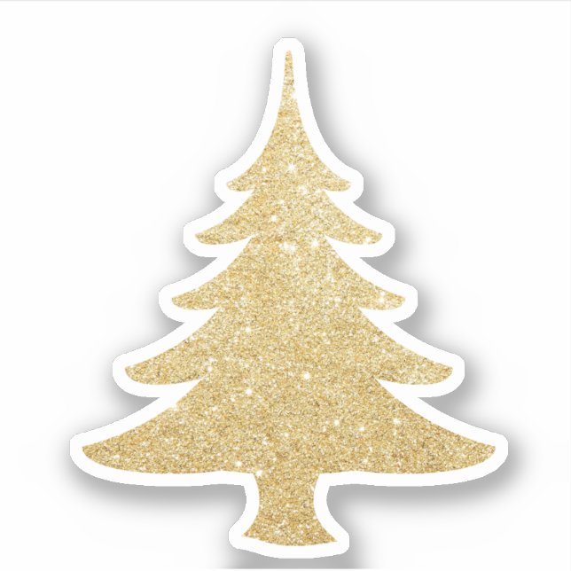 Elegant modern pretty gold glitter Christmas tree Sticker (Front)