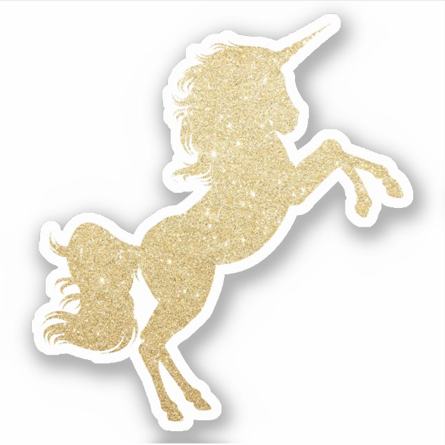 Elegant modern pretty gold glitter unicorn sticker (Front)