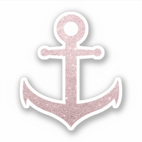 Elegant modern pretty rose gold glitter anchor sticker