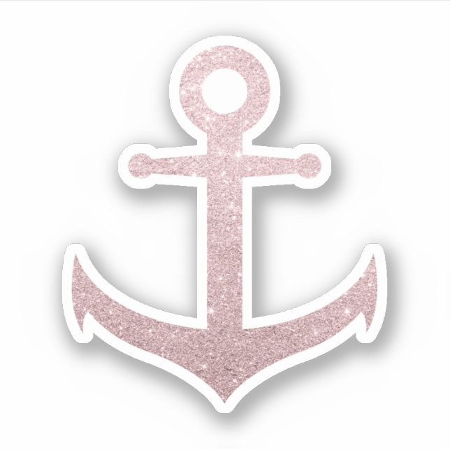 Elegant modern pretty rose gold glitter anchor sticker (Front)