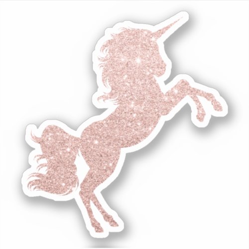 Elegant modern pretty rose gold glitter unicorn sticker