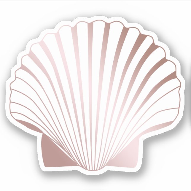 Elegant modern pretty rose gold seashell sticker (Front)