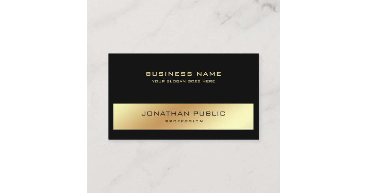 Elegant Modern Professional Black Gold Plain Business Card | Zazzle