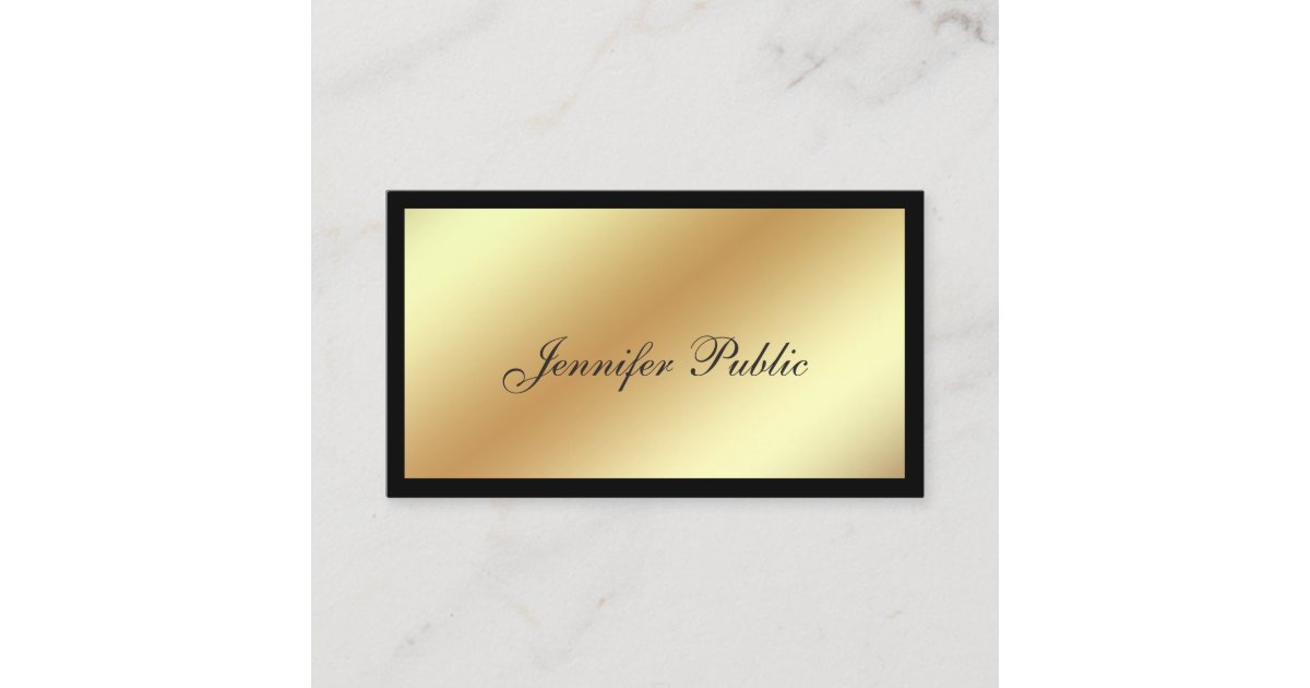 Elegant Modern Professional Black Gold Plain Business Card | Zazzle