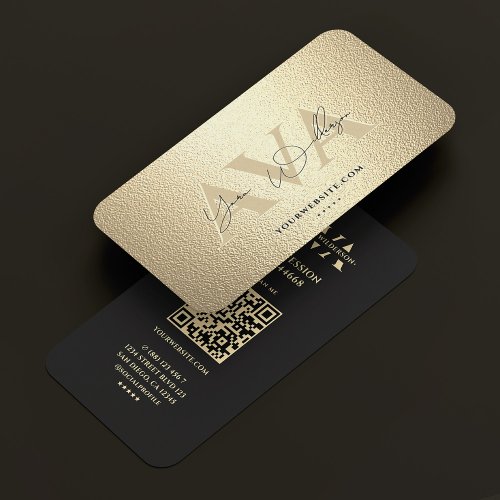 Elegant Modern Professional Black Gold Signature  Business Card